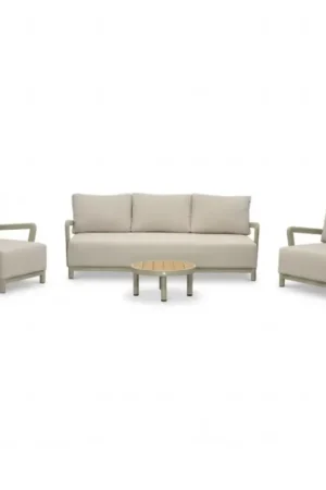 Amalfi stoel-bank loungeset 5 personen incl. tafel 60cm | aluminium + polywood | beige | 4-delig Bestel Nu