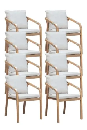 Aanbieding Bergamo dining tuinstoel set van 8 | touw + hardhout | zand