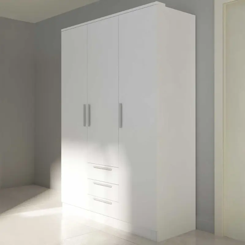 Kledingkast Ramos 120cm met 3 deuren & 3 laden - wit Fabrieksprijs