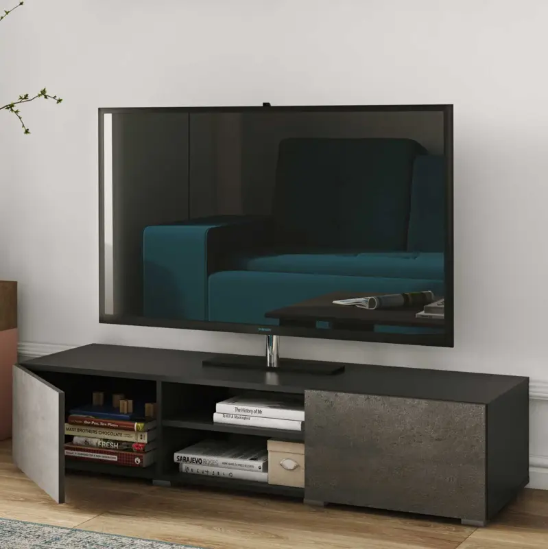 Tv-meubel Podium 140 cm - zwart/beton Populair