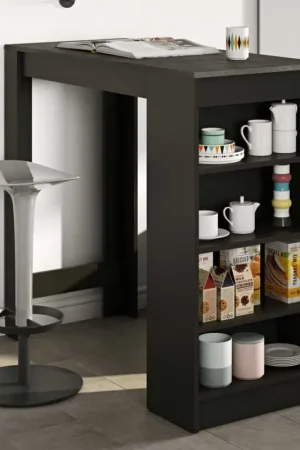 Aanbieding Bartafel Aravis 115x50 met opbergruimte - zwart/beton