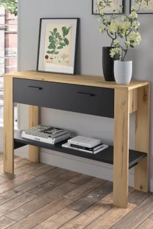 Sidetable Tando 1 lade - eik/zwart Tijdelijk Beschikbaar