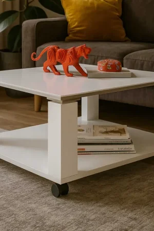 Superprijs Salontafel op wielen Barbry 76x76 cm - wit