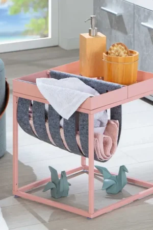 Favoriet Bijzettafeltje Nubis 35x35 - roze/grijs