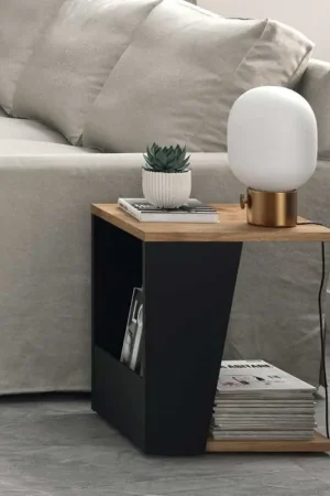 Premium Bijzettafeltje Albi 40x40cm - walnoot/zwart