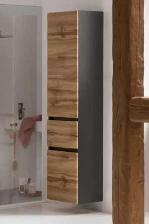 Alleen Vandaag Kolomkast Kornel/Luna 40cm 2 deuren & 1 lade - grafietgrijs/eik