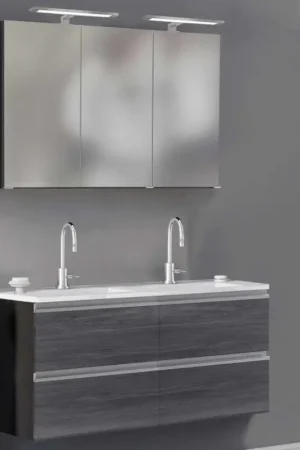 Alleen Vandaag Badkamercombinatie Lotuk 4 wastafelmeubel & spiegelkast 120cm - grijs