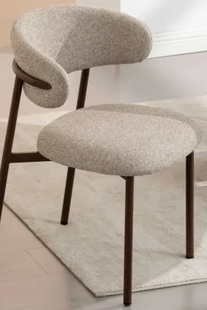 Eetkamerstoel Nora - 57x55x80cm - metaal - greige/walnoot Op = Op