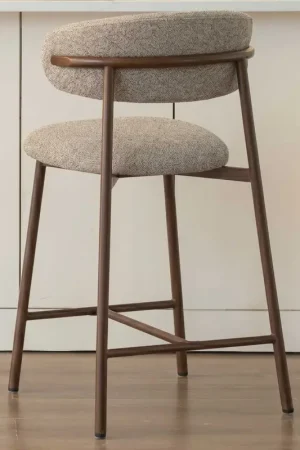 Weekendaanbieding Counterstoel Nora - 51x53x95cm - metaal - greige/walnoot