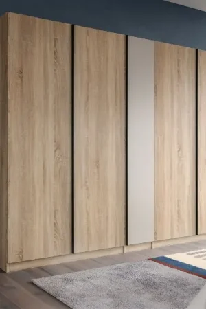 Exclusieve Aanbieding Kledingkast Oakland - 230x183x53 cm - 5 deuren - Sonoma eik