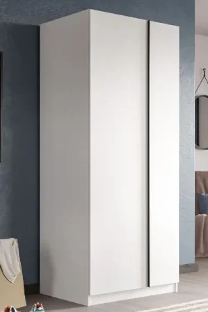 Kledingkast Oakland - 80x183x53 cm - 2 deuren - wit Beperkt Aanbod