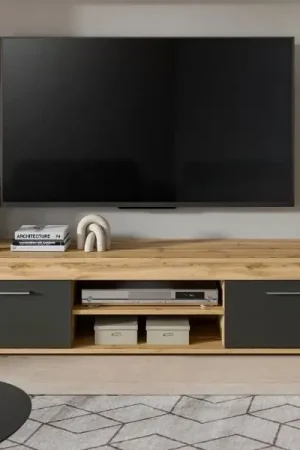 Korting Tv-meubel Jam - 160x40x37cm - 2 deuren - Wotan eik/antraciet