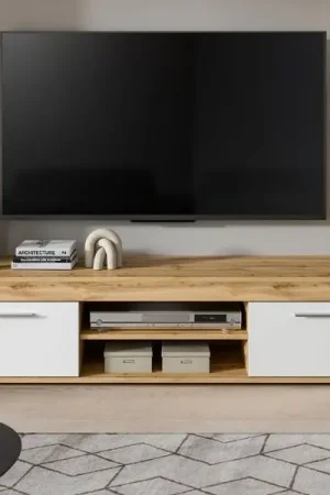 Favoriet Tv-meubel Jam - 160x40x37cm - 2 deuren - Wotan eik/wit