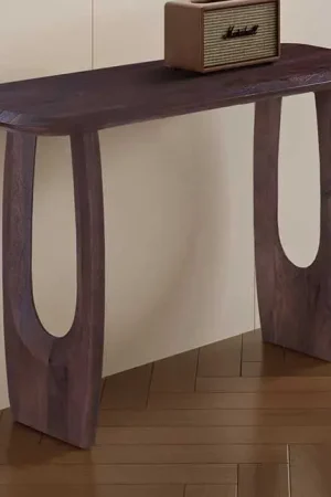 Korting Consoletafel Braga - 120x40x76cm - massief mangohout - donkerbruin