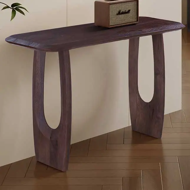 Korting Consoletafel Braga - 120x40x76cm - massief mangohout - donkerbruin