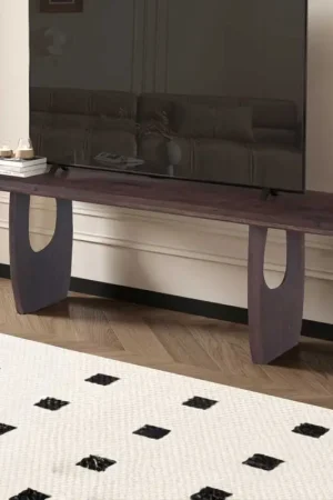 Tv-meubel Braga - 160x45x45cm - massief mangohout - donkerbruin Flitsaanbieding