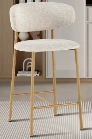 Favoriet Counterstoel Coco - 51x50x92cm - metaal/beige stof