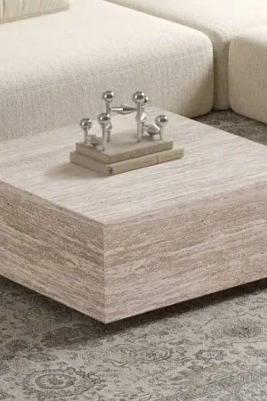 Salontafel Jane - 90x90x38cm - travertijn Populair