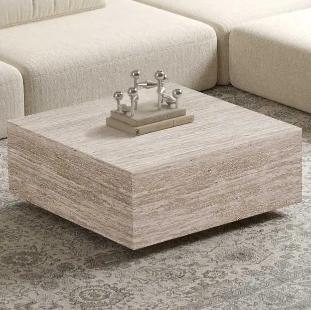 Salontafel Jane - 90x90x38cm - travertijn Populair