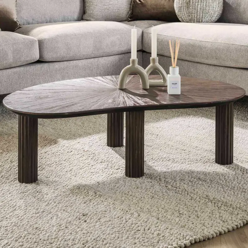 Weekendaanbieding Maya Teak Nier Salontafel 110cm - Massief Teak Espresso