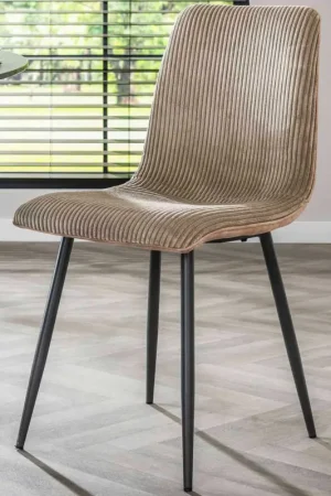 Eetkamerstoel Rock - 45x57x87cm - beige ribfluweel Direct Beschikbaar