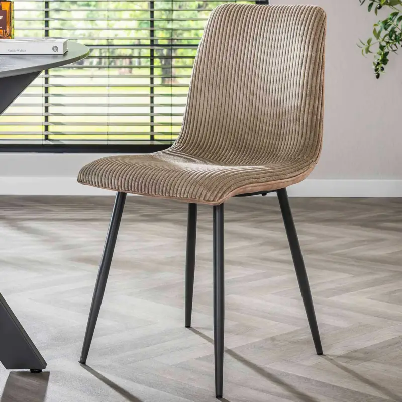 Eetkamerstoel Rock - 45x57x87cm - beige ribfluweel Direct Beschikbaar