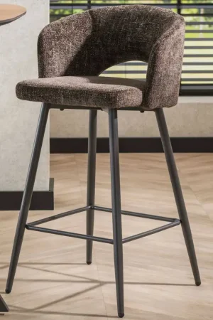 Actieprijs Barstoel Sieglinde - 51x50x94cm - bruin bouclé