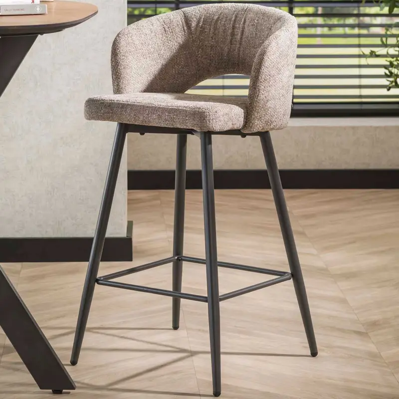 Barstoel Sieglinde - 51x50x94cm - beige bouclé Alleen Vandaag