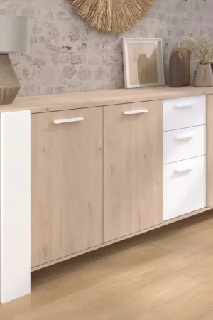 Fabrieksprijs Dressoir London | 219,8 x 52 x 86,5 cm | Eik/wit