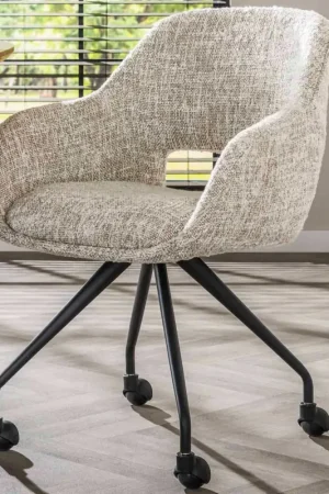 Gecertificeerd Eetkamerstoel Spring - 60x62x82cm - met wielen - crème