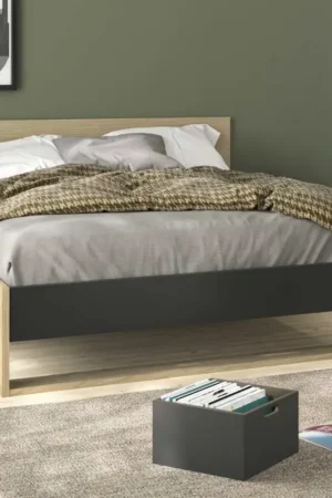 Seizoensaanbieding Tweepersoonsbed Nael - 140x200cm - eikdecor/zwart