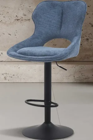 Barstoel Morris - 51x53x100-121cm - verstelbaar - blauwe stof Flitsaanbieding