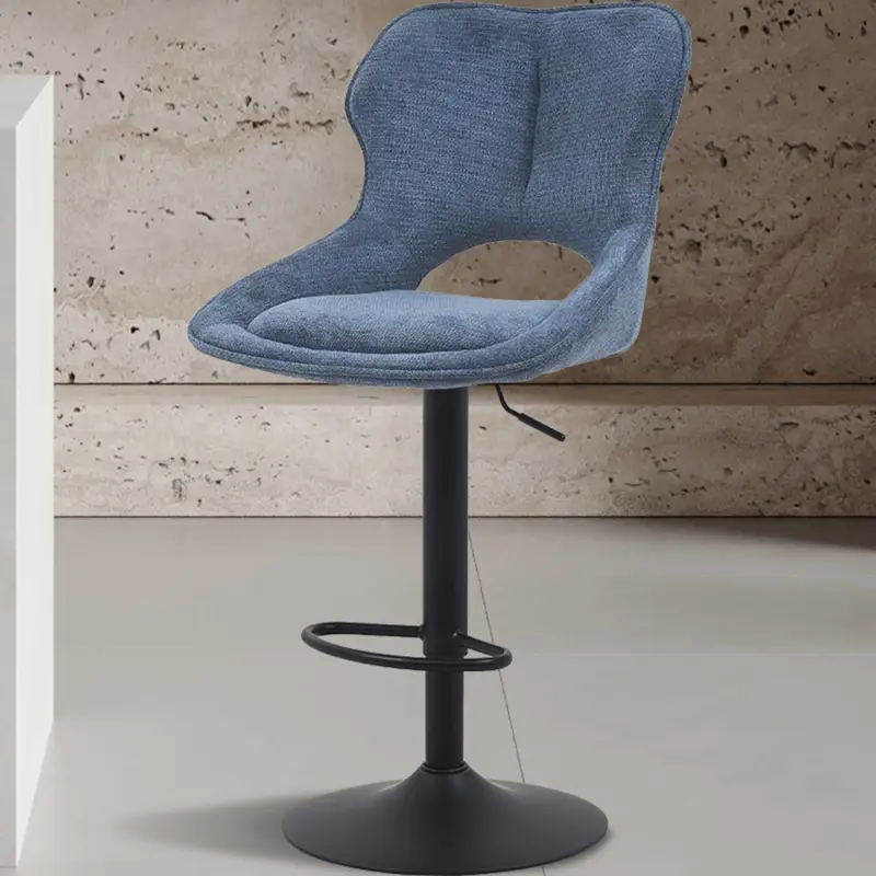 Barstoel Morris - 51x53x100-121cm - verstelbaar - blauwe stof Flitsaanbieding