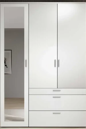 Kledingkast Vasili - 135x56x195cm - 3 deuren & 3 lades - wit Snelle Levering