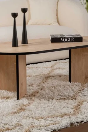 Actieprijs Ovale salontafel Sable - 119x60x40cm - eikdecor/zwart