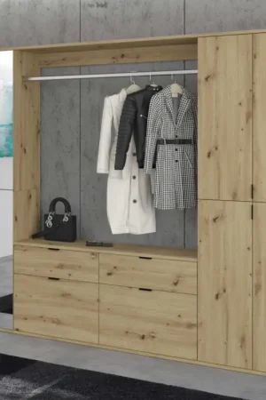 Kledingkast Projekt X Emob - Artisan Oak - 183x193x34 cm - Spiegeldeuren Speciale Aanbieding