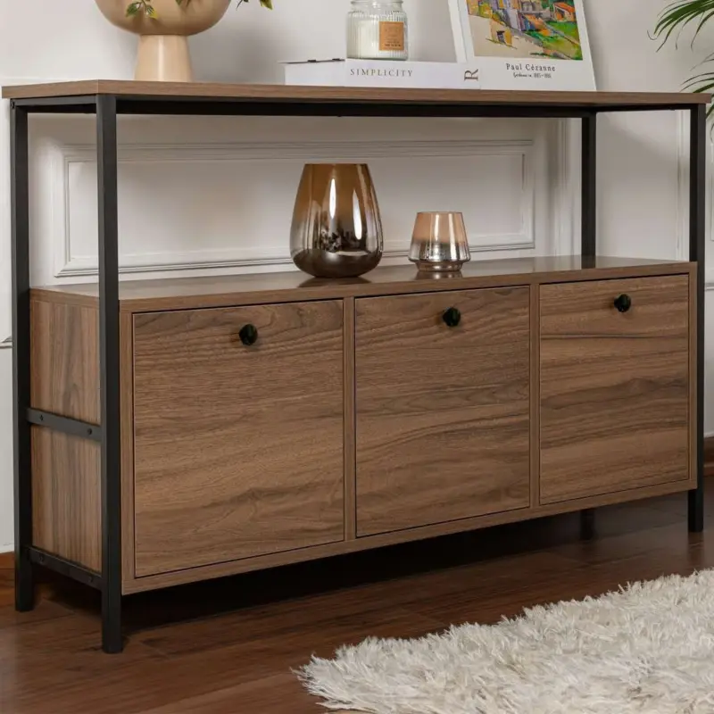 Sidetable Solace - 100% MELAMINE - Walnoot - 77 x 30 x 120 cm Bestseller