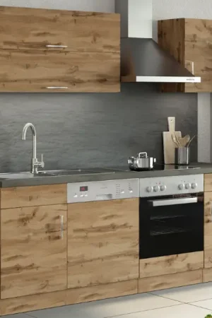 Kitchenette Sorrella 210cm met ruimte voor vaatwas en oven - eik Veilige Betaling