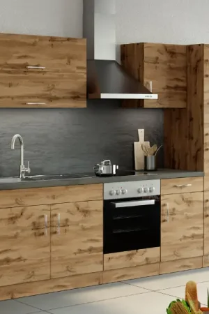 Kitchenette Sorrella 270cm met ruimte voor oven en koelkast - eik Gratis Retour
