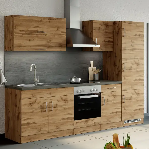 Kitchenette Sorrella 270cm met ruimte voor oven en koelkast - eik Gratis Retour