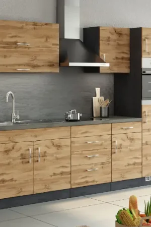 Kitchenette Sorrella 270cm met ruimte voor oven en koelkast - eik/grafiet Finale Uitverkoop