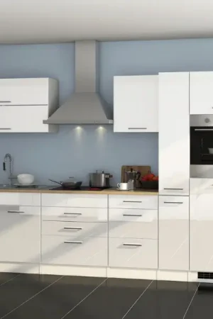 Beperkt Aanbod Kitchenette Ragnar 320cm met ruimte voor koelkast en oven - hoogglans wit