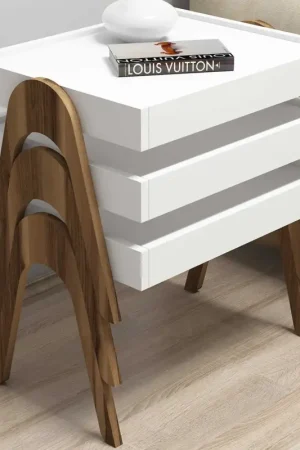 Roma Bijzettafel (3 stuks) | 100% MELAMINE | Walnoot, Wit Populair