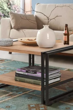Cosmo Salontafel | 100% MELAMINE | Atlantisch grenen, zwart Speciale Aanbieding
