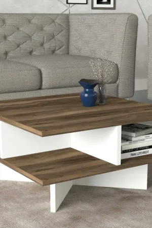 Hamton Salontafel | 100% MELAMINE | Walnoot, Wit Seizoensaanbieding