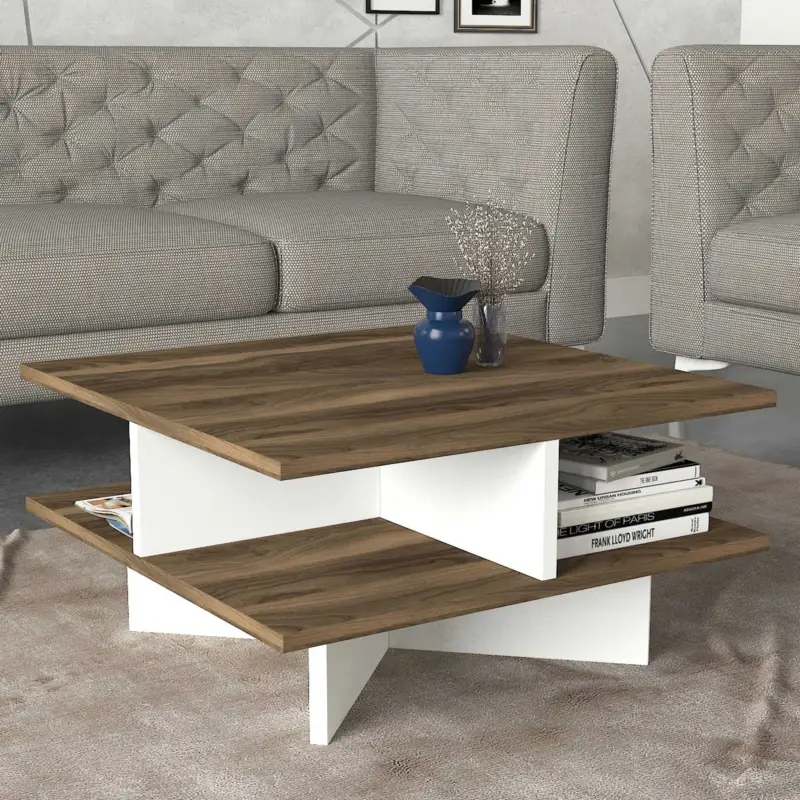 Hamton Salontafel | 100% MELAMINE | Walnoot, Wit Seizoensaanbieding