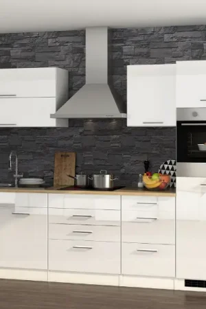 Betaalbaar Kitchenette Ragnar 290cm met oven - hoogglans wit