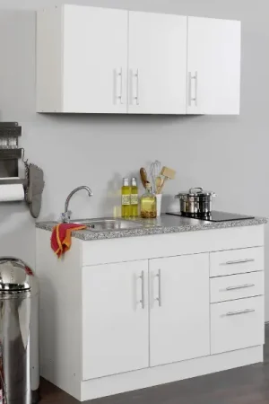 Voordeelprijs Kitchenette Toto 120cm met kookplaat - wit/marmer