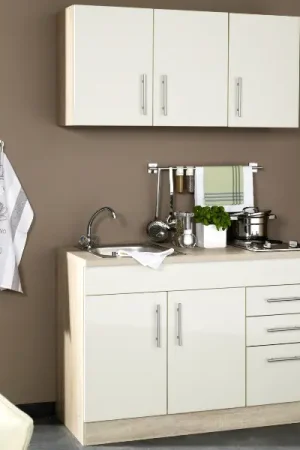 Tijdelijk Beschikbaar Kitchenette Toto 120cm met kookplaat - hoogglans crème