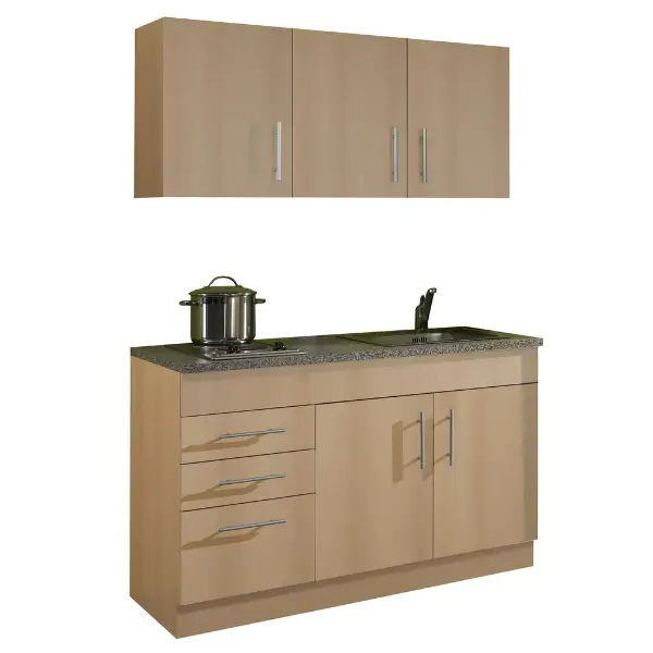 Tijdelijk Beschikbaar Kitchenette Toto 120cm met kookplaat - beuk/marmer